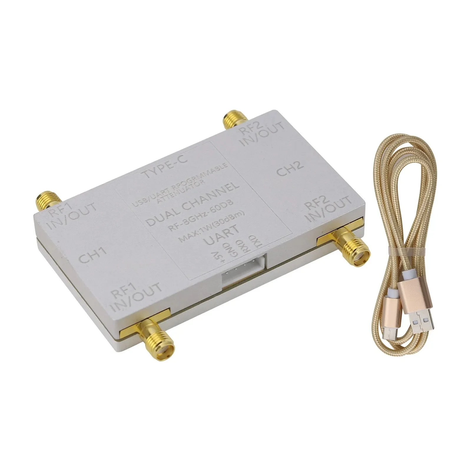Wishcolor RF-8GHz-60DB Dual Channel Programmable Attenuator RF Attenuator (Main Unit + Type-C Cable) for PC