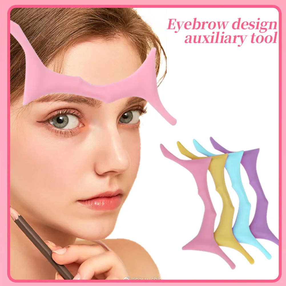 

Stencil Silicone Eyebrow Templates For Women Guide Stencil Makeup Tools Supplies for Women Pink Ergonomic Eyebrow Guide Template