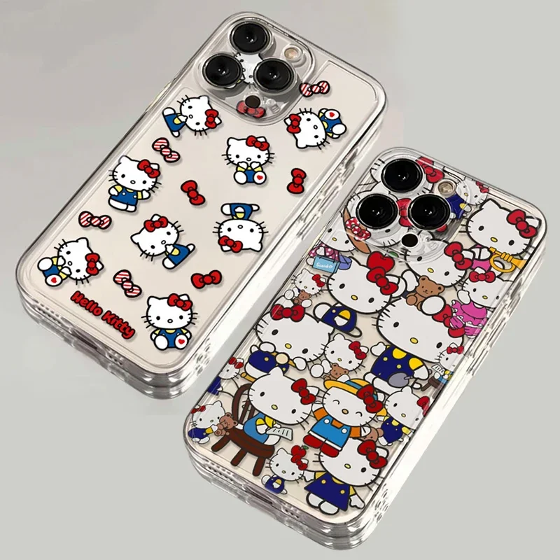 Sanrio Full Screen Hello Kitty Phone Case For iPhone 16 15 14 13 12 11 Pro Max XR XS Max 78 Plus MiNi Y2K Cartoon Creative Cover