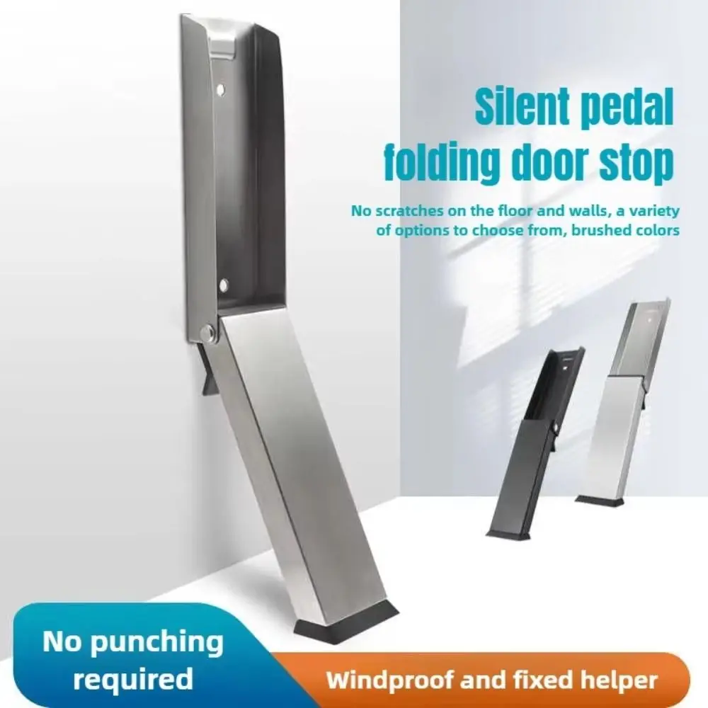

No Drilling Flip Door Stopper Kick Down Door Stop Self Adhesive Windproof Stopper Safety Anti-collision
