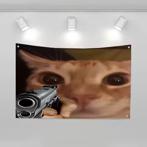 Funny Cat Garden Flag Banner - Indoor Outdoor Wall Decor Tapestry for Home Room Garage