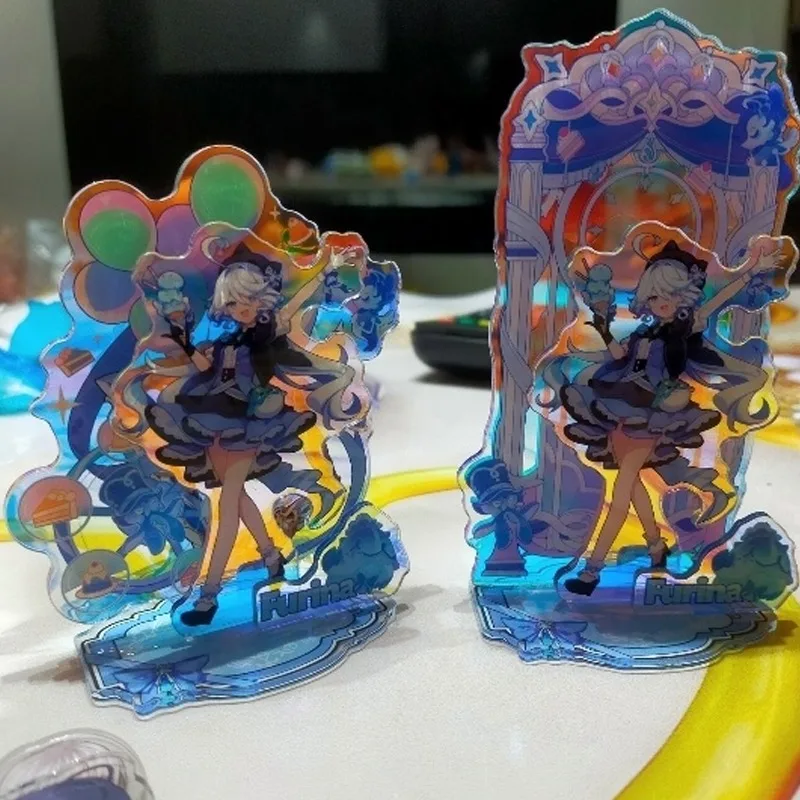 2Pcs/Set Game Furina de Fontaine Focalors Hydro Archon God of Justice Acrylic Figure Stand Model Tabletop Toys gift