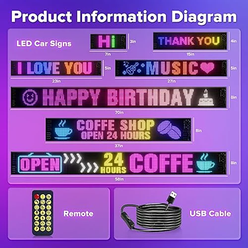Imagen 2 del producto Señal LED de ojo para camión, luz de Control remoto publicitaria con desplazamiento, patrón de texto personalizado, pantalla programable de animación para camión