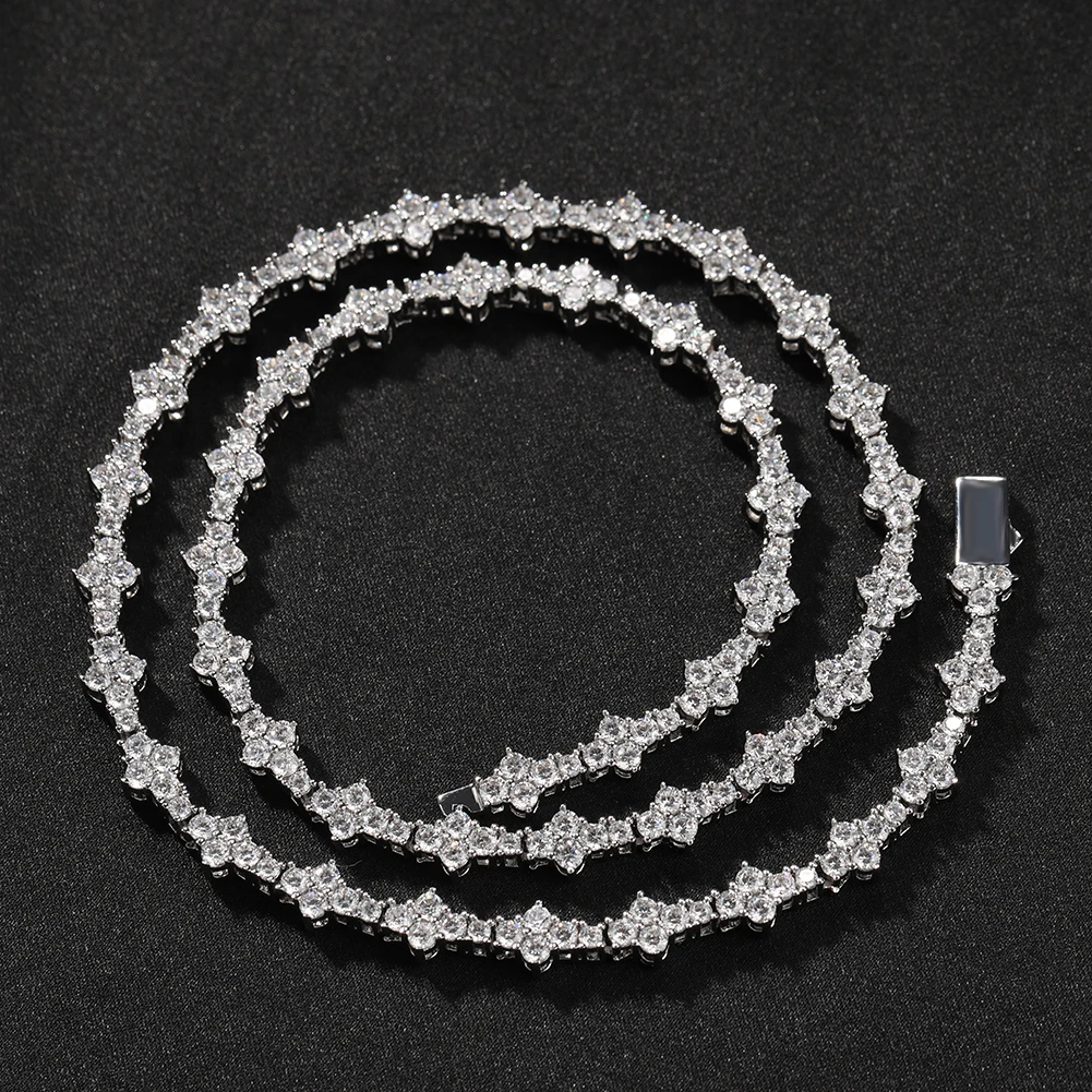 THE BLING KING Honeycomb Tennis Chain Necklace Prong Setting 5A Cubic Zirconia Choker HipHop Fashion Jewelry For Party Gift