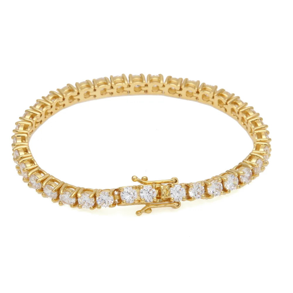 

Luxury 24K 9999 Pure Gold real gold Hip-hop classic one-row bracelet unisex 3mm4mm diamond tennis chain