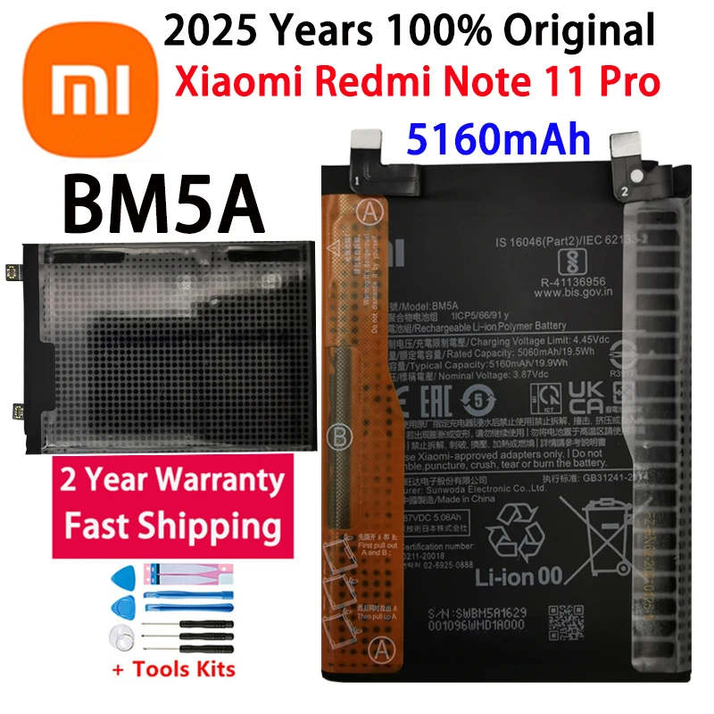 

Brand New BM5A 5160mAh Battery For Xiaomi MIUI Redmi Note 11 Pro 11pro High Quality Phone Replacement Batteries