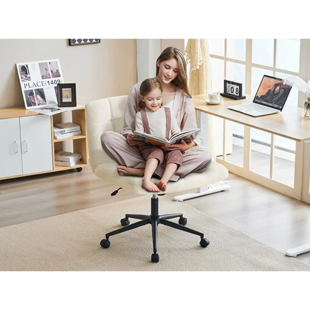 Cadeira de mesa giratória ajustável em altura com rodas para escritório doméstico, assento confortável sem braços