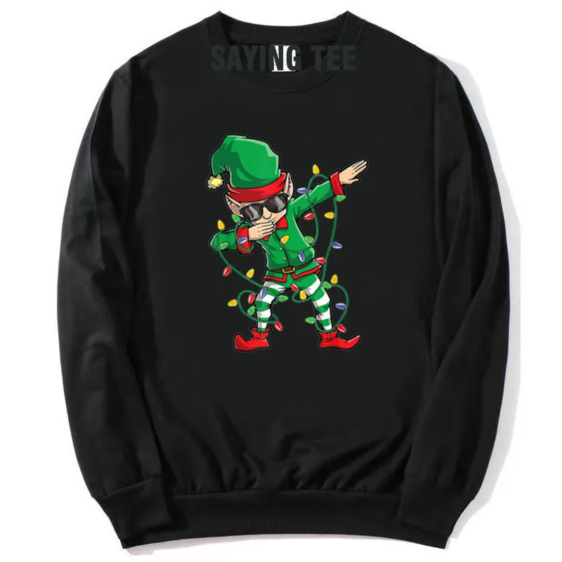 

Dabbing Elf Squad Christmas Lights Sunglasses Costume Pullower Sweater Cotton Sweatshirts Long Sleeve T-shirt Fashion Saying Tee