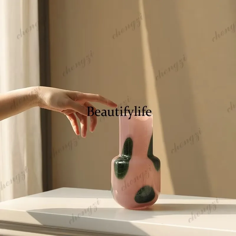 E182 Glass, vase, high-end sense, living room, water-raised flower arrangement, decorative flower utensils, high-end homestay