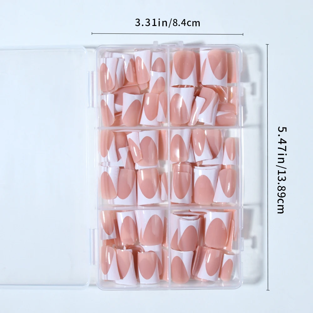 144 قطعة من أظافر البط بسيطة وكلاسيكية باللون الأبيض الفرنسي، قابلة للفصل وقابلة لإعادة الاستخدام على أظافر الأكريليك بما في ذلك مبرد أظافر واحد و