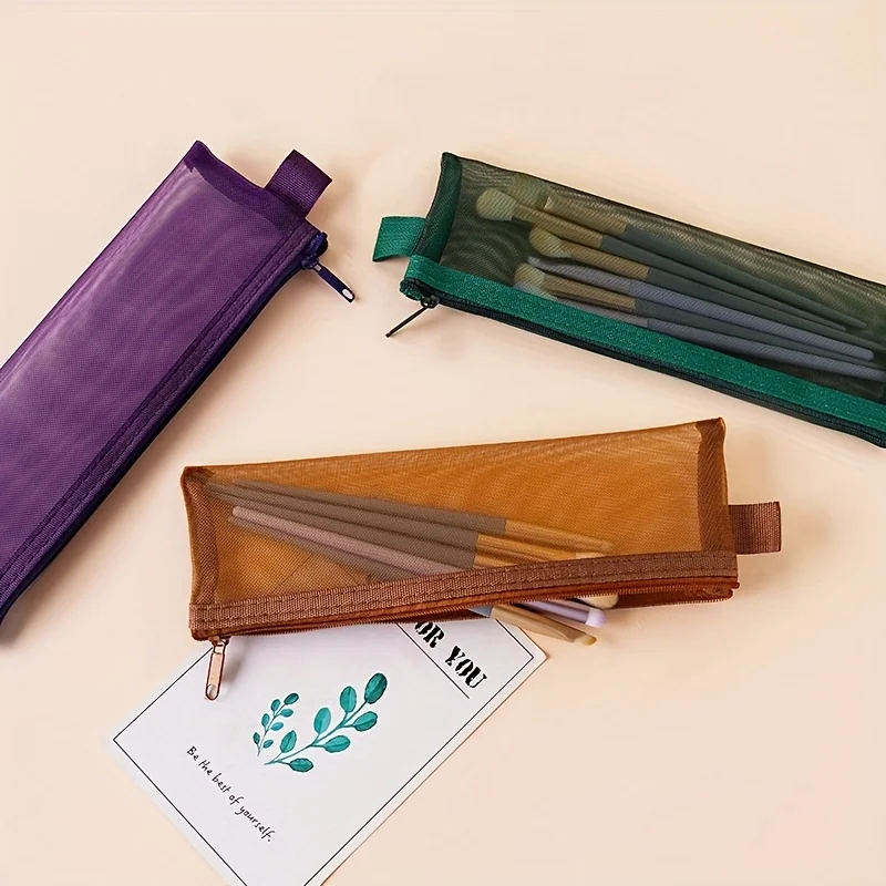 Nylon-Mesh-Make-up-Pinsel-Organizer, transparent, sichtbar, große Kapazität, tragbar, für Lippenstift, Augenbrauenstifte, Reiseaufbewahrung