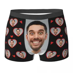 Custom Face Mens Boxer Briefs Personalized Underwear with Photo Customized Boxers Gifts for Boyfriend Husband Father's Day