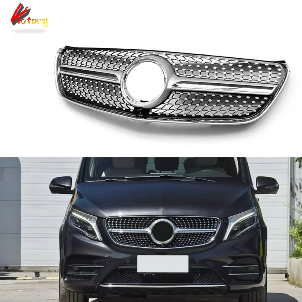 For Mercedes V Class W447 V250 V260 2016 2017 2018 2019 2020 Front Grille Bumper Lip Racing Grill Car Decoration Part