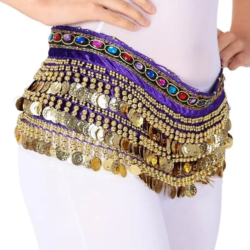 39BD Frauen Bauchtanz Hüfttuch Bauchtanz Gürtel Rock Mit Gold Münzen, Bauchtanz Hüfttuch Tanz Taille Kette – Detail 3