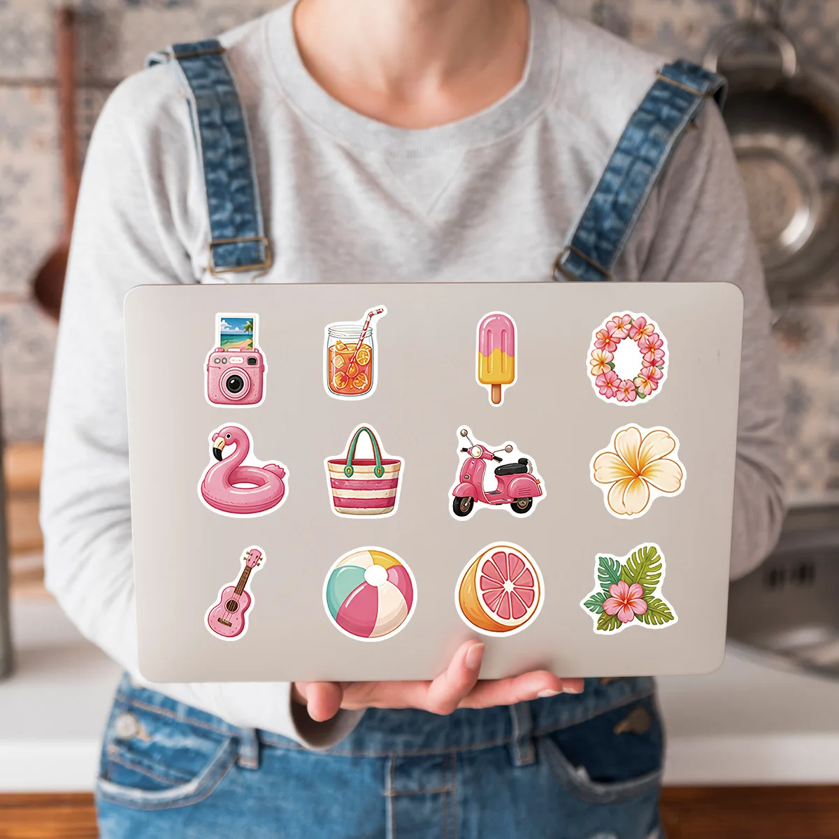 50 PCS Pink Summer Cartoon Mix Match Ins Style Graffiti Stickers Decorate Luggage Laptop Phone Removable Decals