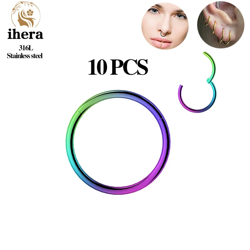 1/10 Stück Edelstahl Septum Clicker Klappbare Segment-Ringe Runde Nasenringe Ohrknorpel Helix Ohrringe Körperschmuck – Detail 14