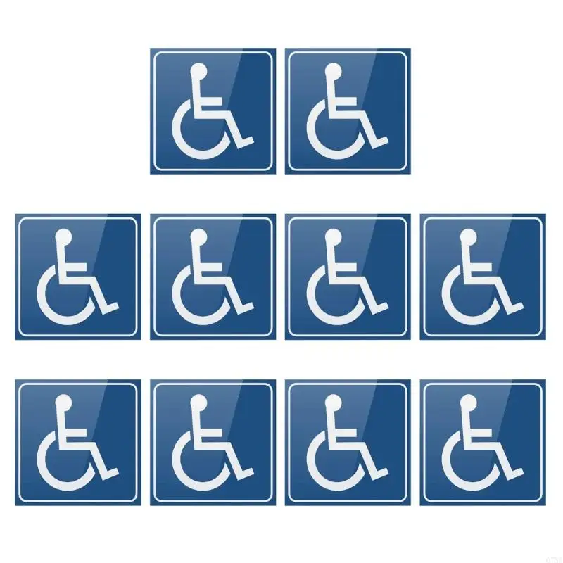 

10Pcs Handicap / Disabled Wheelchair Accessible Sign Sticker 3''/4'' Durable Self Adhesive Scratch Resistant Waterproof
