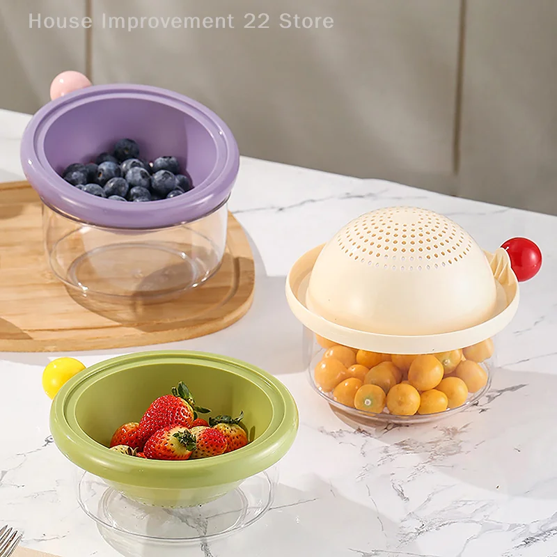 Cesta de drenaje de alimentos, cesta de lavado de frutas y verduras de doble capa, escurridor de cocina para el hogar, accesorios