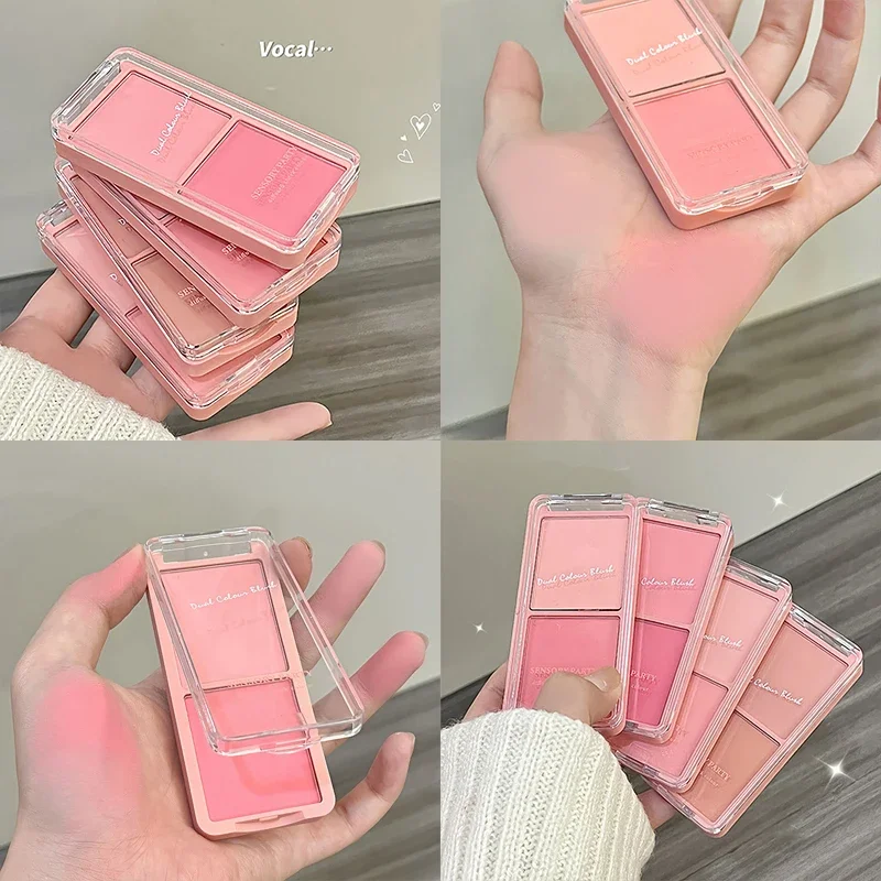 Nude Peach Blush Palette Face Makeup Two-color Natural Cheek Brighten Color Rendering Delicate Non-flying Powder Matte Rouge