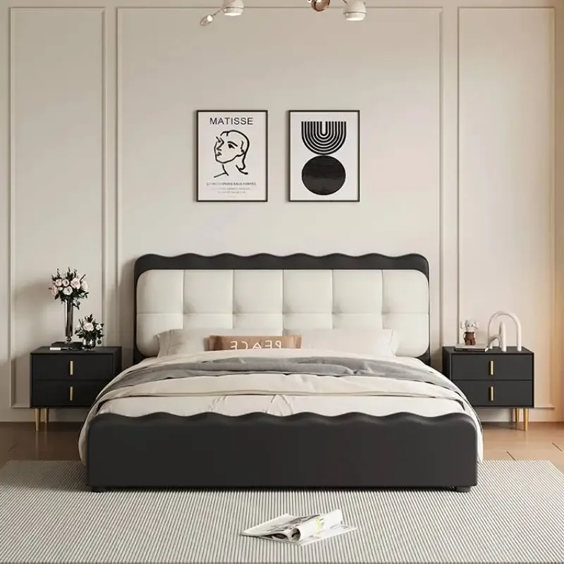 

Minimalist Design Double Bed European Cheap White Modern Double Bed Storage Wooden Base Cama Matrimonial Furniture For Home