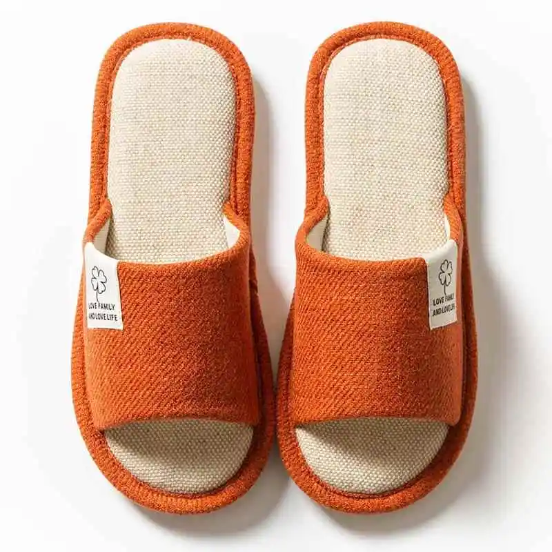Four-leaf Clover Linen Slippers Women's Spring Autumn Indoor Home Use All Seasons Couples Cotton Art Men Summer Floor Shoes