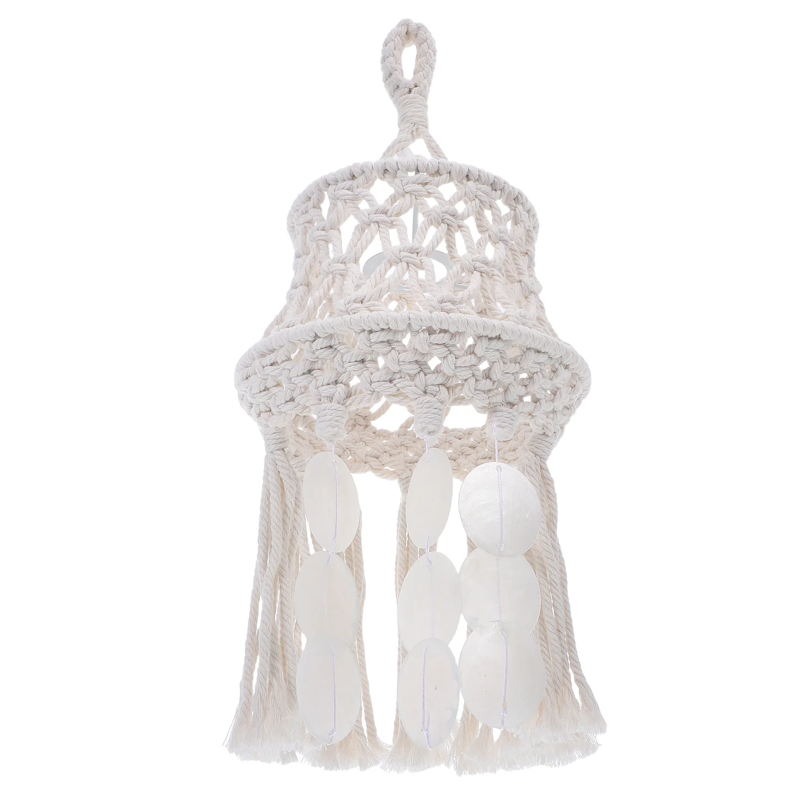 

Hand Woven Bohemian Cotton Lampshade Decorative Light Shade For Table Floor Bedside Chandelier Lamps Woven Rattan Style Fabric