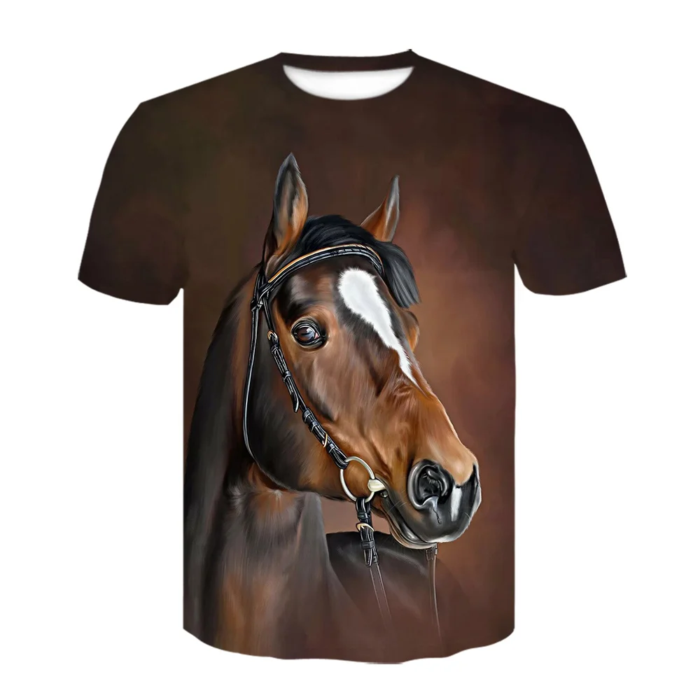 Summer Hot Sale Animal Horse graphic t shirts Men Fashion Personality 3D Printed Tees Tops Casual O-neck Short Sleeve T-shirt