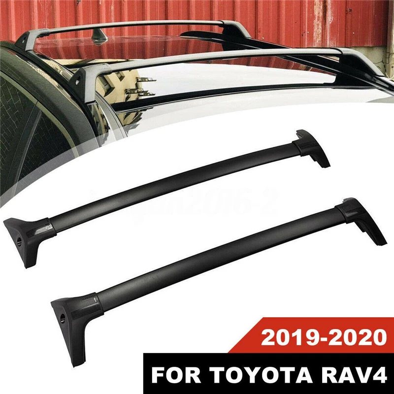 2 Pcs Car Luggage Roof Rack Cross Bar Top Carrier Black For Toyota RAV4 2019-2020 Car Surf Long Roof Rack Bike Storage Travel