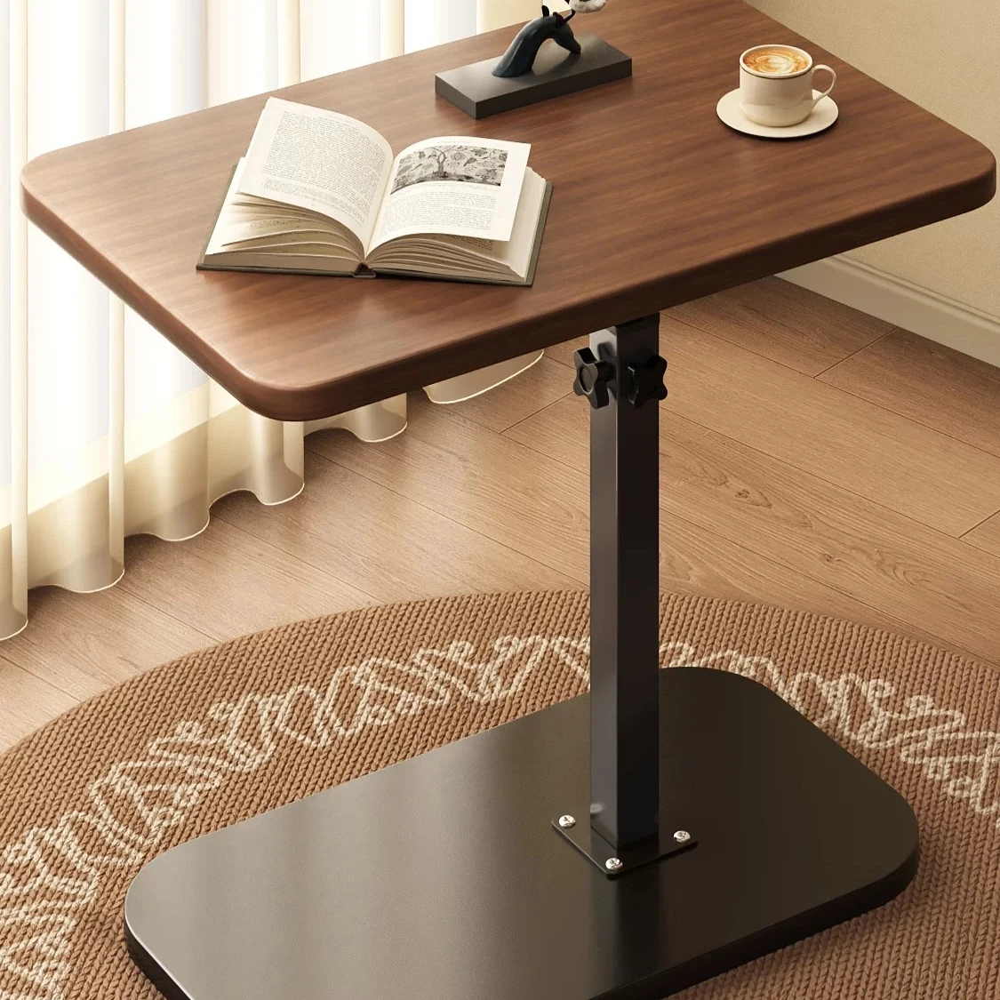 Liftable side table, movable coffee table & bedside shelf, multi-use small table for living room and bedroom daily storage
