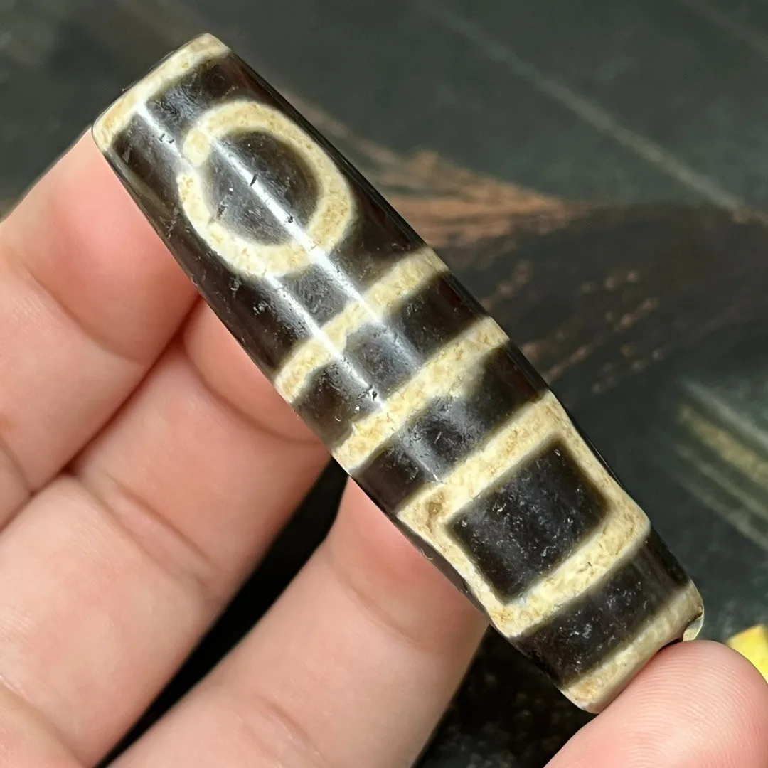 Magic Tibetan Old Agate DZi *Heaven Earth* Bead Amulet pendant 56mm Z0416
