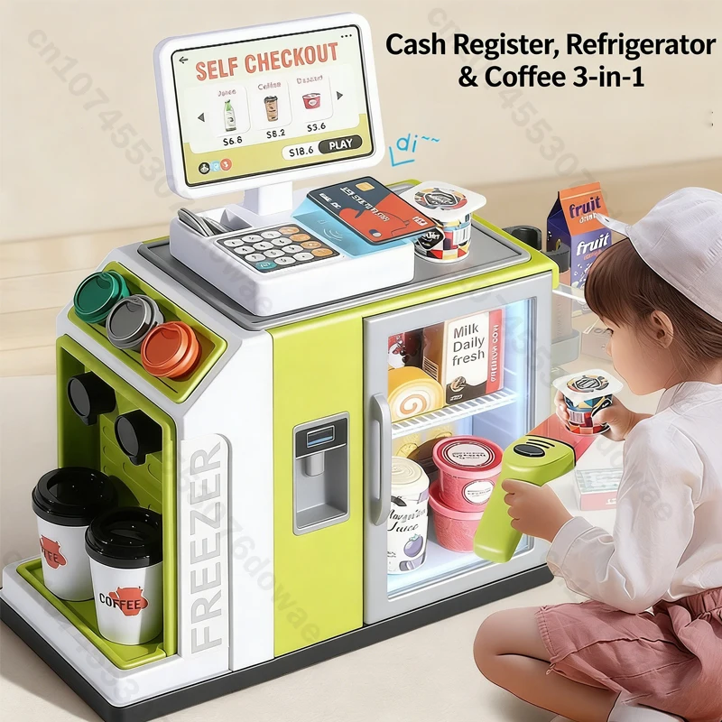 

Mini Pretend Play Children's Toy Supermarket Shopping Counter Coffee Vending Counter Set Role-playing High Simulate Kids Gifts
