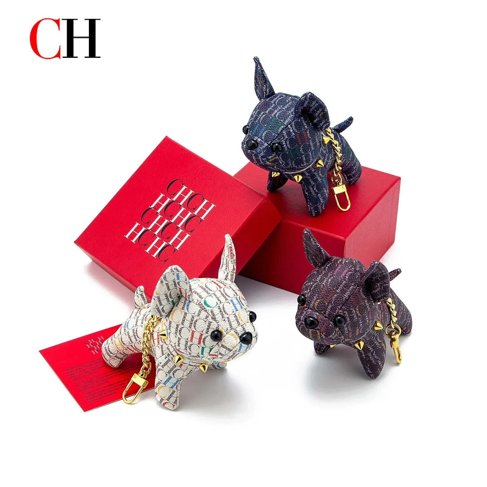 

Мягкая кожаная игрушка-собачка CH, 1 шт., роскошный брелок-кукла, модный кулон для рюкзака, подарок на день рождения для девочки