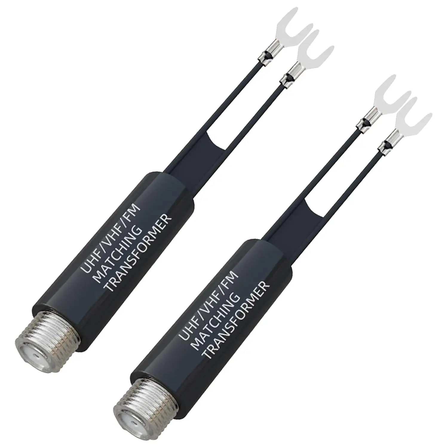 75 Ohm to 300 Ohm UHF/VHF/FM Matching Transformer Converter Adapter with F Type Female Coax Coaxial Connector Plug Jack