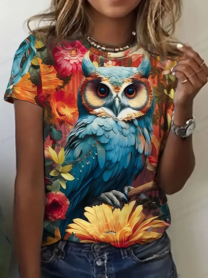 Girls Golden Owl 3d Print Tshirt Women Fashion T-shirt Oversized Graphic T Shirt Casual Harajuku Tops Tees Animal Camisetas