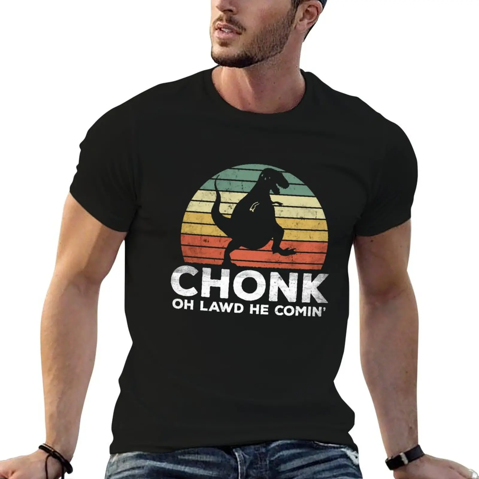 Oh Lawd He Comin Chonk T-Rex Chunky T-Shirt anime shirt tshirts personalised men clothing