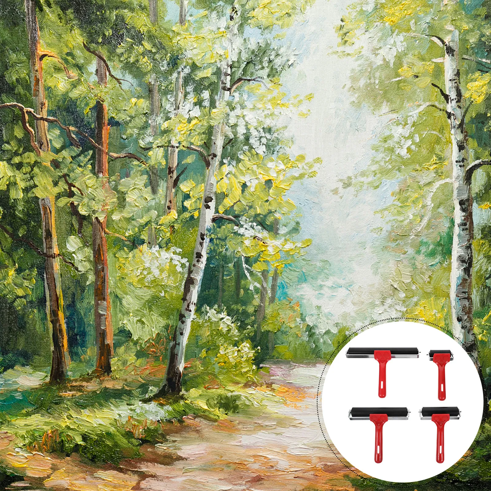 

Набор из 4 прочных резиновых валиков с удобной ручкой для нанесения чернил, штамповки, рисования, работы с обоями и скрапбукинга