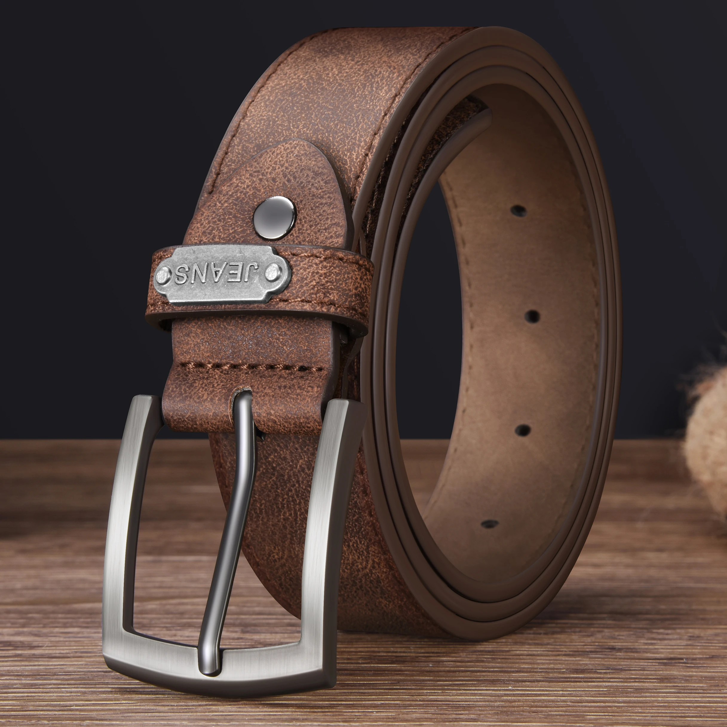 حزام كاجوال بإبزيم دبوس للرجال، أحزمة مصممة لإكسسوارات الأعمال العصرية مقاس كبير، متعددة الاستخدامات للجينز والفساتين والملابس الكاجوال #4