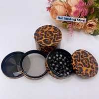 50/63mm Leopard Print Herb Grinder Manual Pepper Mill Salt Spice Mortar Tobacco Grass Raw Grinder Cigarette Smoking Accessories