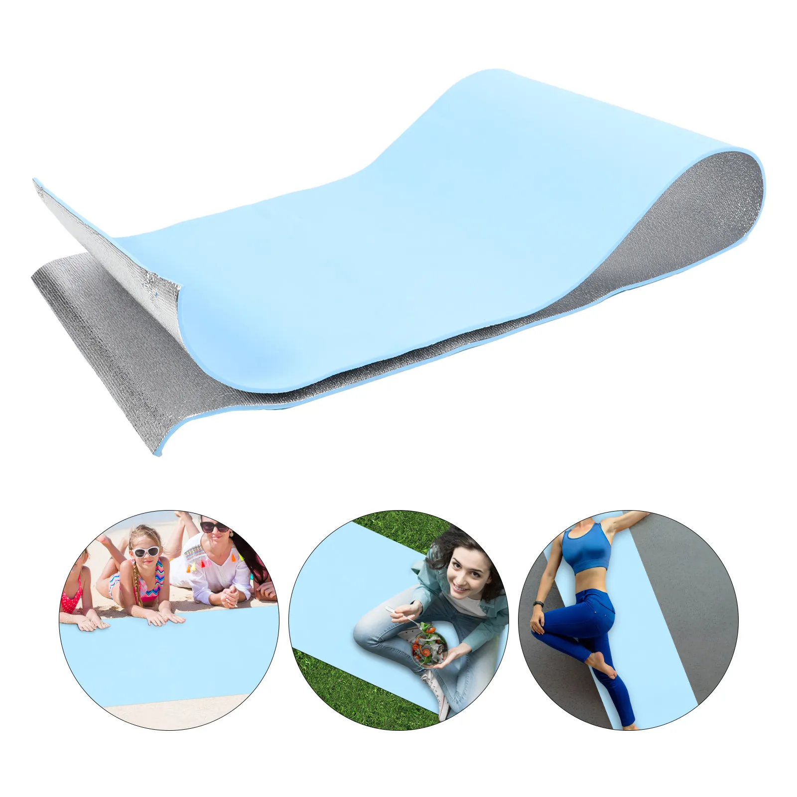 

1Pcs Yoga Mat Waterproof Lightweight Foldable Picnic Mat Camping Outdoor Cushion Portable Aluminum Foil Eva Travel Blanket