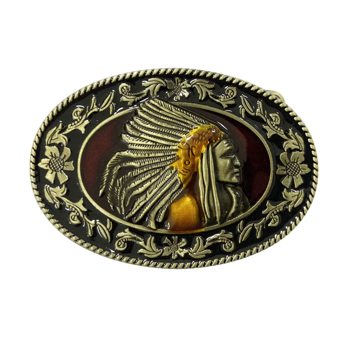 Fashion Head Portrait of The Tribal Chief Pattern Style Men's Belt Buckle