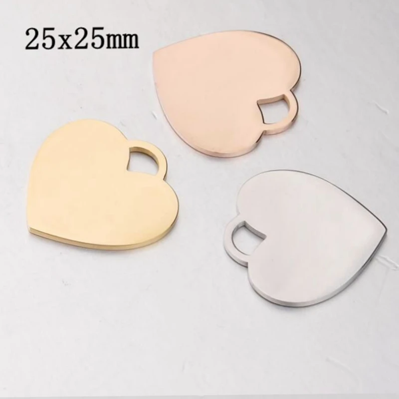 New 20*20mm 25*25mm 20piece/lot Love Heart Stamping Blanks Tags Mirror Polishe Stainless Steels DIY Hearts Charm Finding