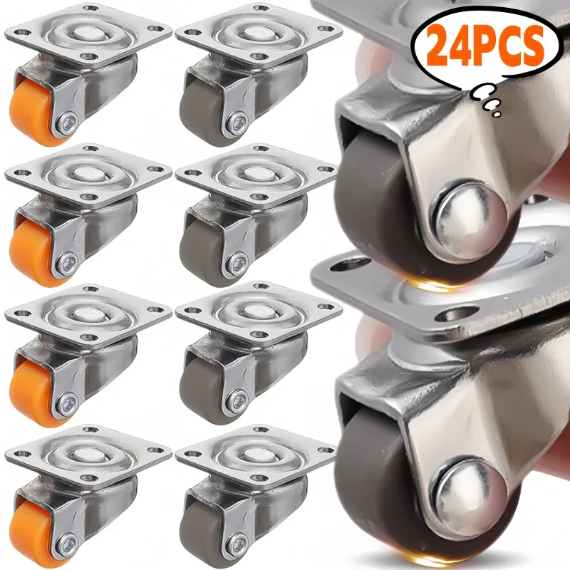 24/1PCS Mini Universal Wheel 360° Rotation Pulley Rubber Swivel Casters for Toy Cart Storage Boxes Trolley Furniture Caster