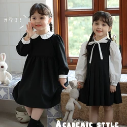 Suit for Girls Sundress and White Long Sleeve Blouse Two Piece Sets Children 2023 New Autumn Clothing Outfits Baby Girl Dresses