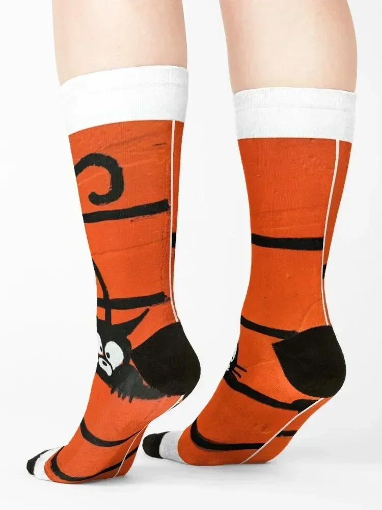 THREE BLACK CATS - between the ORANGE LINES Socks golf sheer Hiking boots Running Socks Women Men's