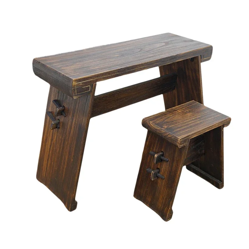 #q forAntique Guqin Table With Bench Solid Wood Paulownia Gu Qin Stand Resonance Box Portable Chinese Sinology Desk Tea Table*