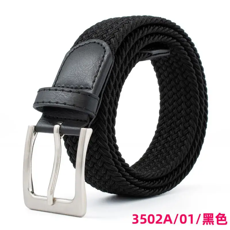 New Design Quality High Men Belt Breathable Elastic Women Same Style Casual Woven Basic free Pin Buckle Non perforated Luxury