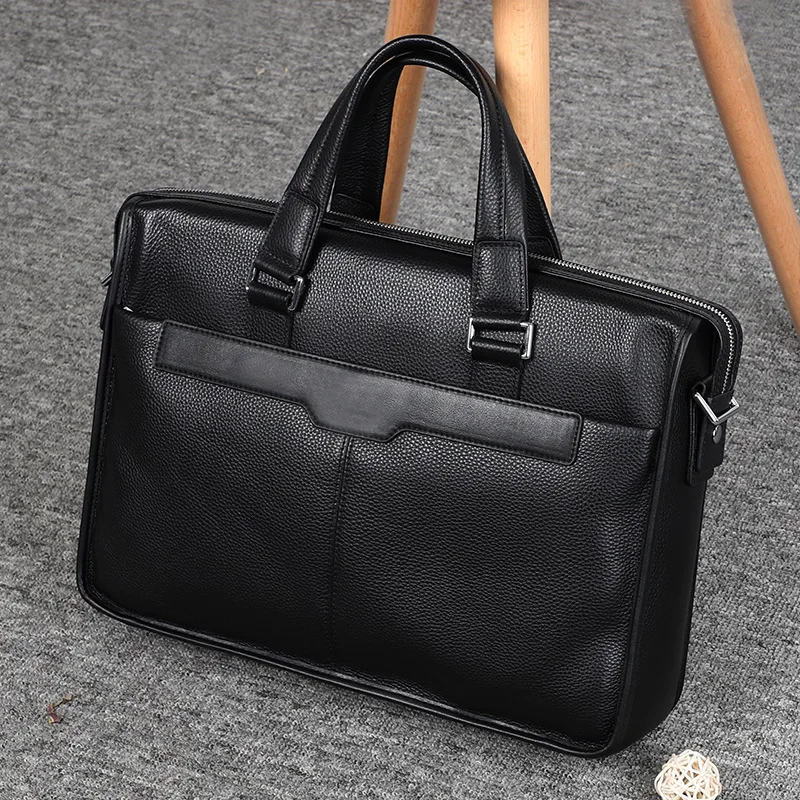 2024 New Laptop Bags Cow Genuine Leather Men's Briefcase Luxury Brand Male Handbags Men Messenger 15.6 Inch Computer Bag