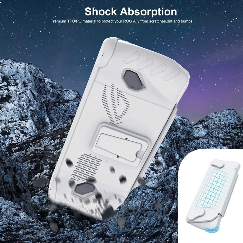 TCES-สําหรับ ROG Ally Host พร้อมขาตั้งฝาครอบป้องกัน TPU เคสแบบถอดได้ Face Cover Drop Protection Case