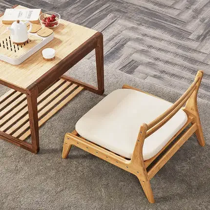 Meditation Seat with Cushion Tatami Chair Floor Backrest Chair Home Living Room Bamboo Furniture Japanese Legless Zaisu Chair