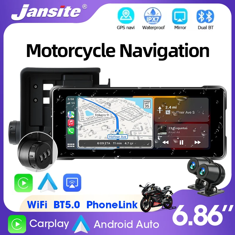 

6.86 inch For BMW R1200GS R1250GS Wireless CarPlay Moto Android Auto Portable Digital Motorcycle Dashboard GPS Navigation Screen